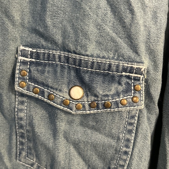 Panhandle Pearl Snap Denim Shirt Long Sleeve Women's L Western Embroidered - Picture 4 of 9